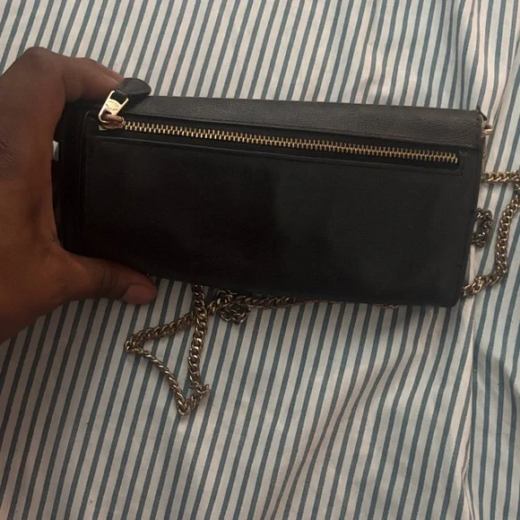 Coach Black and Tan Clutch with Gold Chain - Picture 2 of 3